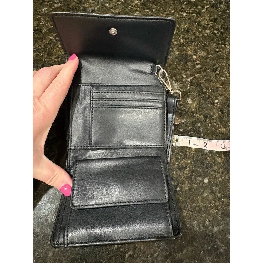 Steve Madden Wristlet Wallet Womens One Size Black Logo Zip Coin Keychain - Picture 6 of 7